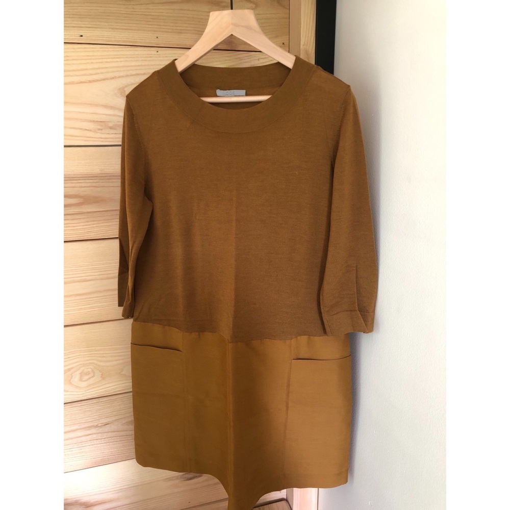 COS Mustard Merino Wool Silk Shift A Line Dress